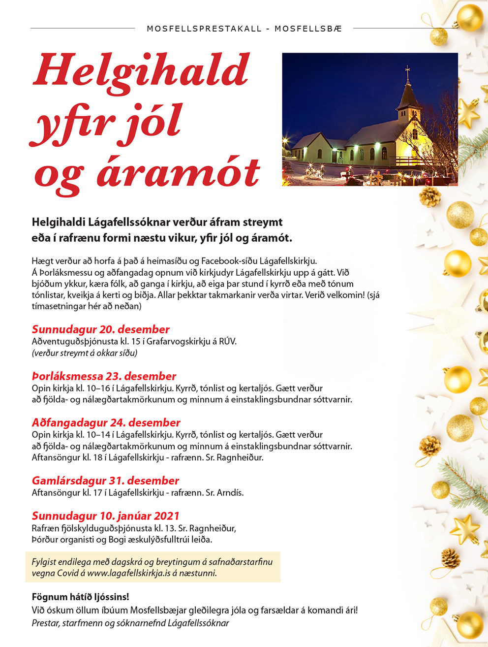 helgihald yfir jól og áramót 2020