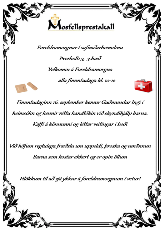 Skyndihjálparnámskeið auglýsing f. 16. sept. 2021